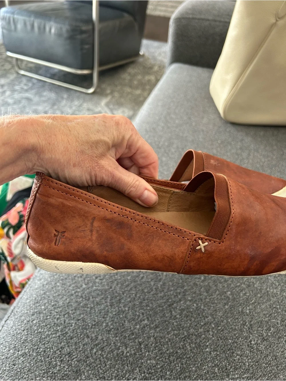 9.5 Frye Melanie Casual Slip-On Shoes in Cognac Brown